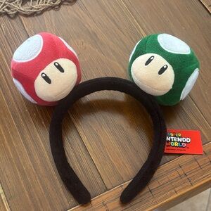 Super Nintendo World Red & Green Mushroom Plush Headband